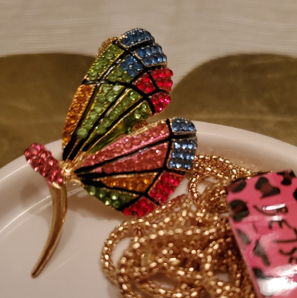 NWT Betsey Johnson Half Butterfly Necklace/ Brooch